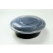 40 oz black round combo w/clear lid