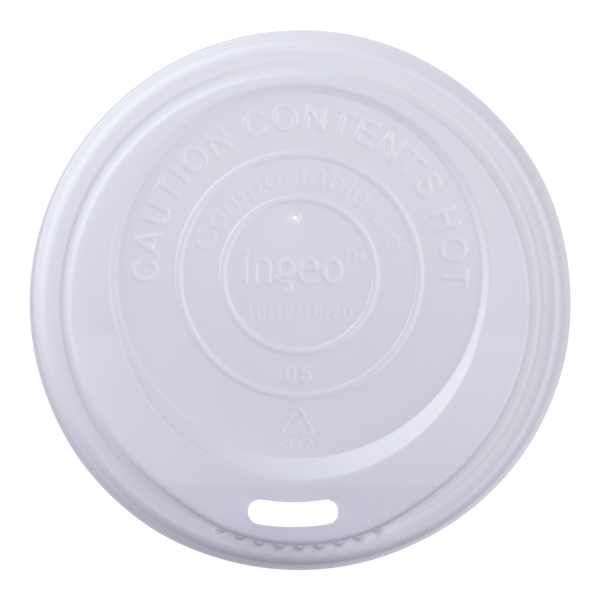 Compostable Sipper Dome Lid for 10~20oz Eco-Hot Cup (White)