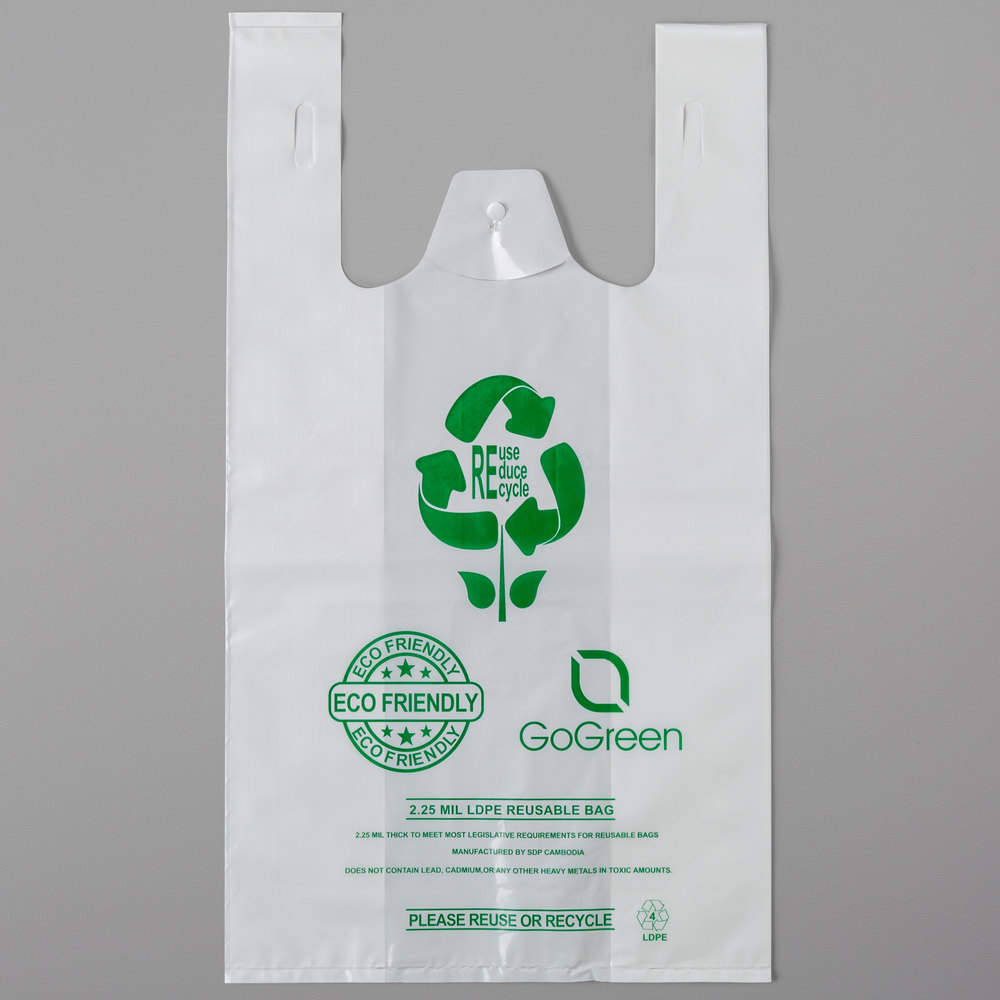 Reusable LDPE T-shirt Bag - 12x7x22 - 200/case