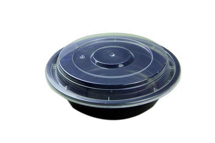 BO-16    16 oz black round combo w/clear lid - 150/case