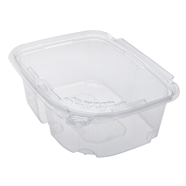 32oz PET Tamper Resistant Hinged Deli Container w/ Flat Lid